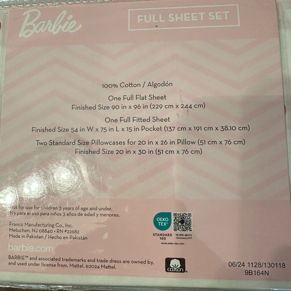 Barbie Pink Full Sheet Set - Picture 2 of 3